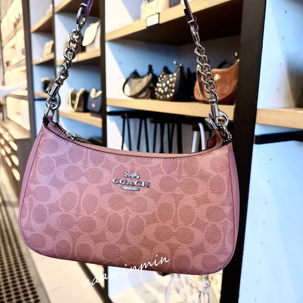 NWT COACH Teri Shoulder Bag In Signature Canvas CV933 Dusty Pink