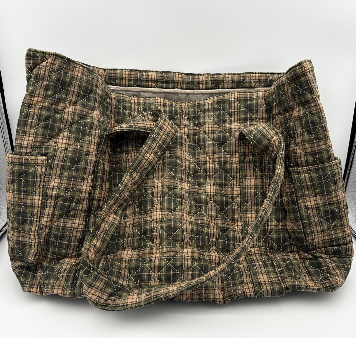 Women’s Quilted Plaid Tote Bag, Large Casual Shoulder Purse with Bow Detail