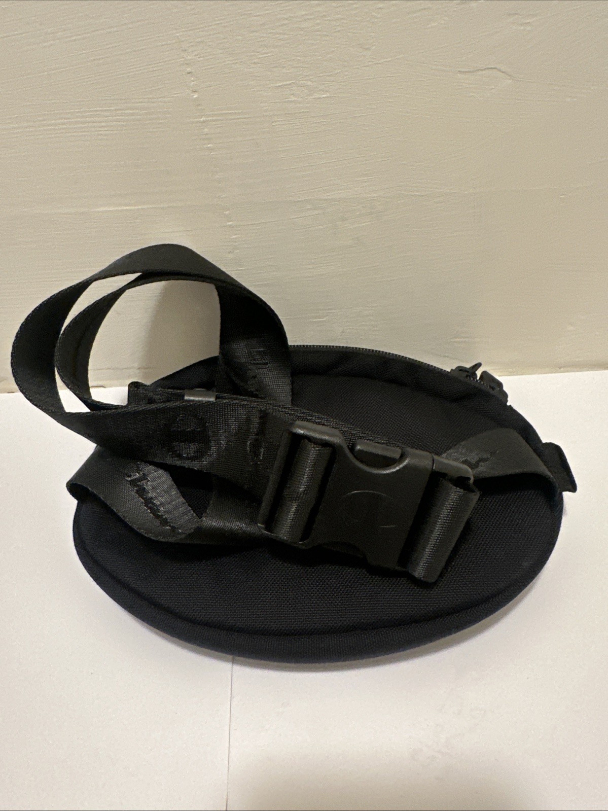 Champion Fanny Pack Black Canvas Chenille Big C Logo Waist Bag Cross Body