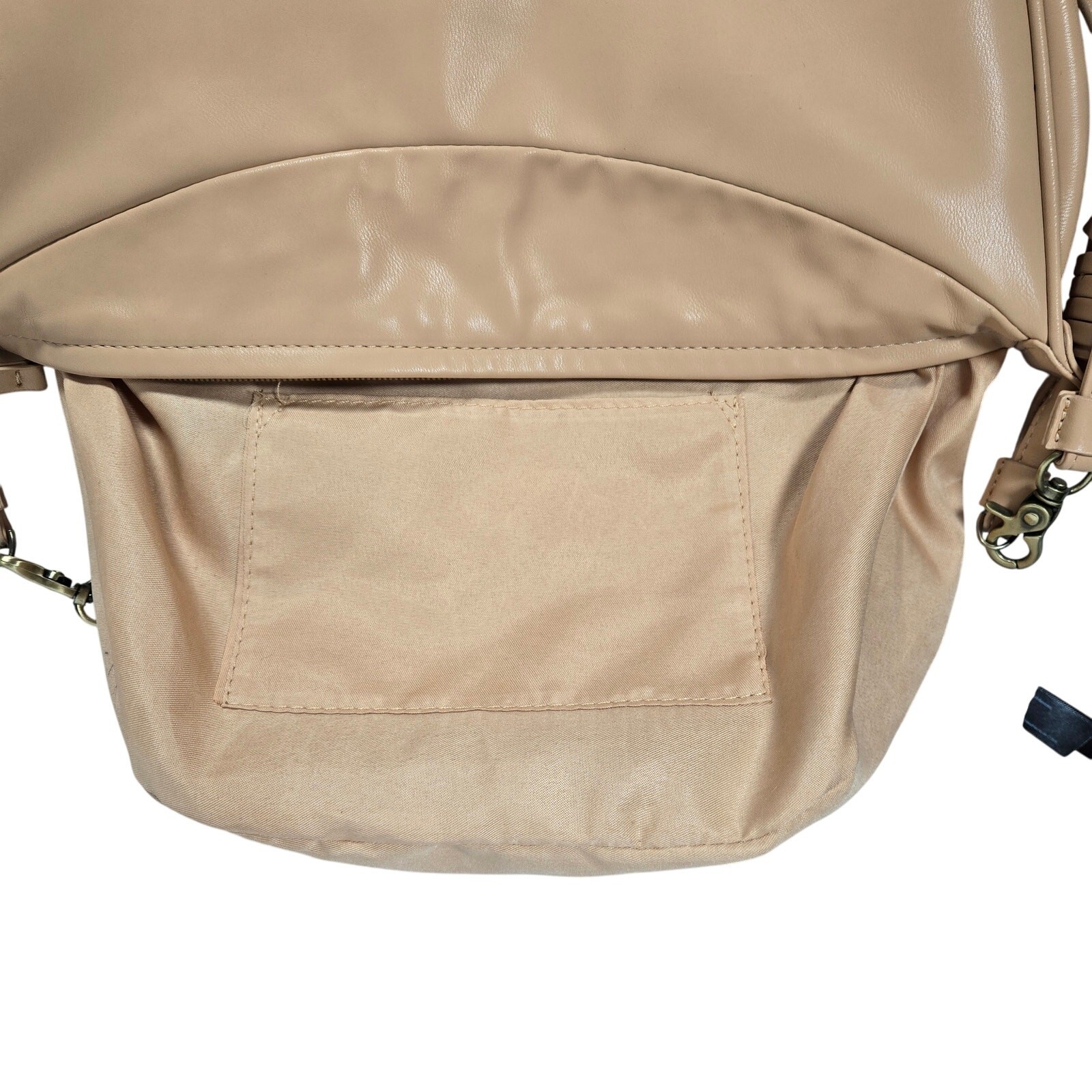 Anthropologie Crescent Shoulder Bag Tan Faux Leather Crossbody Adjustable Strap