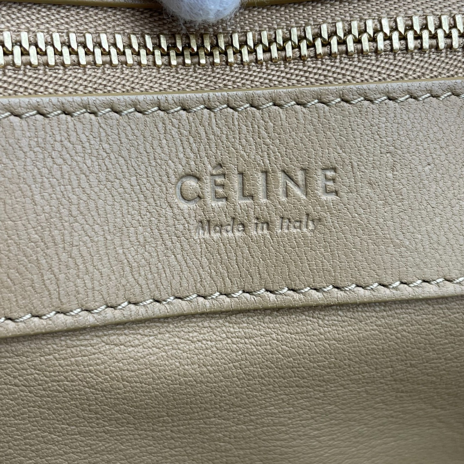 Celine Handbag Horizontal Cabas tote bag Beige Leather Shoulder bag Y2K Auth