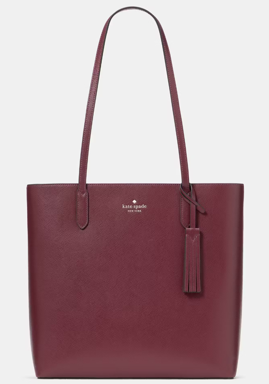 Kate Spade Jana Burgundy Purple Leather Large Tote Bag K8150 Purse NWT $359