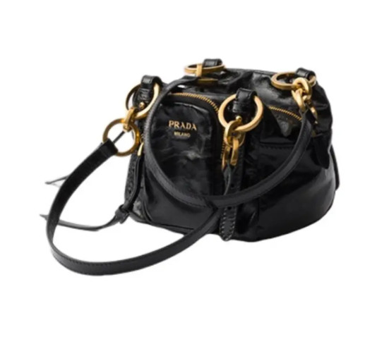 PRADA cowhide shoulder bag mini women’s black 5.7*5.3*5.5 in