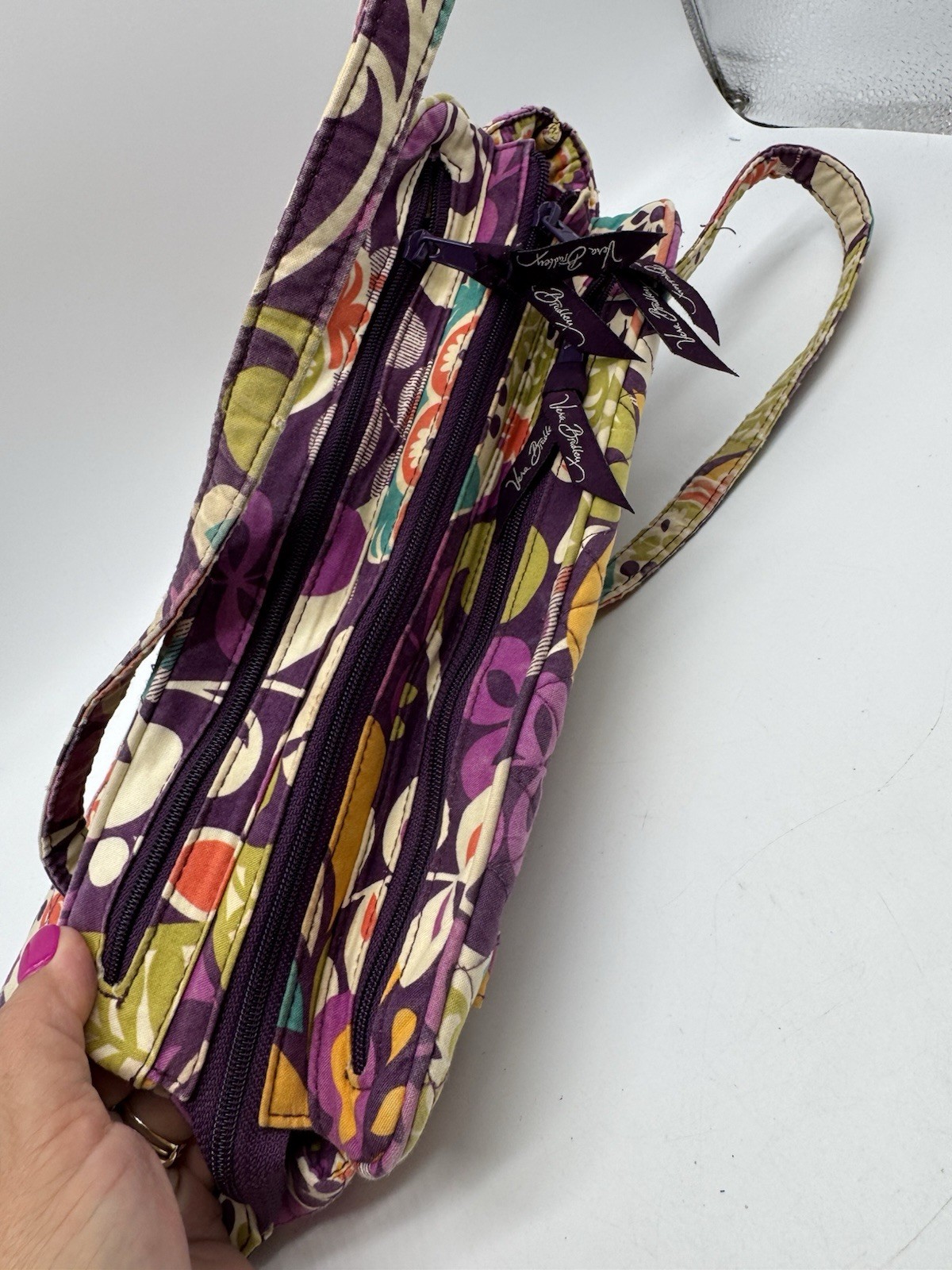 Vera Bradley Plum Crazy Shoulder Bag Purple Spring 2013 Retired Pattern Zippers