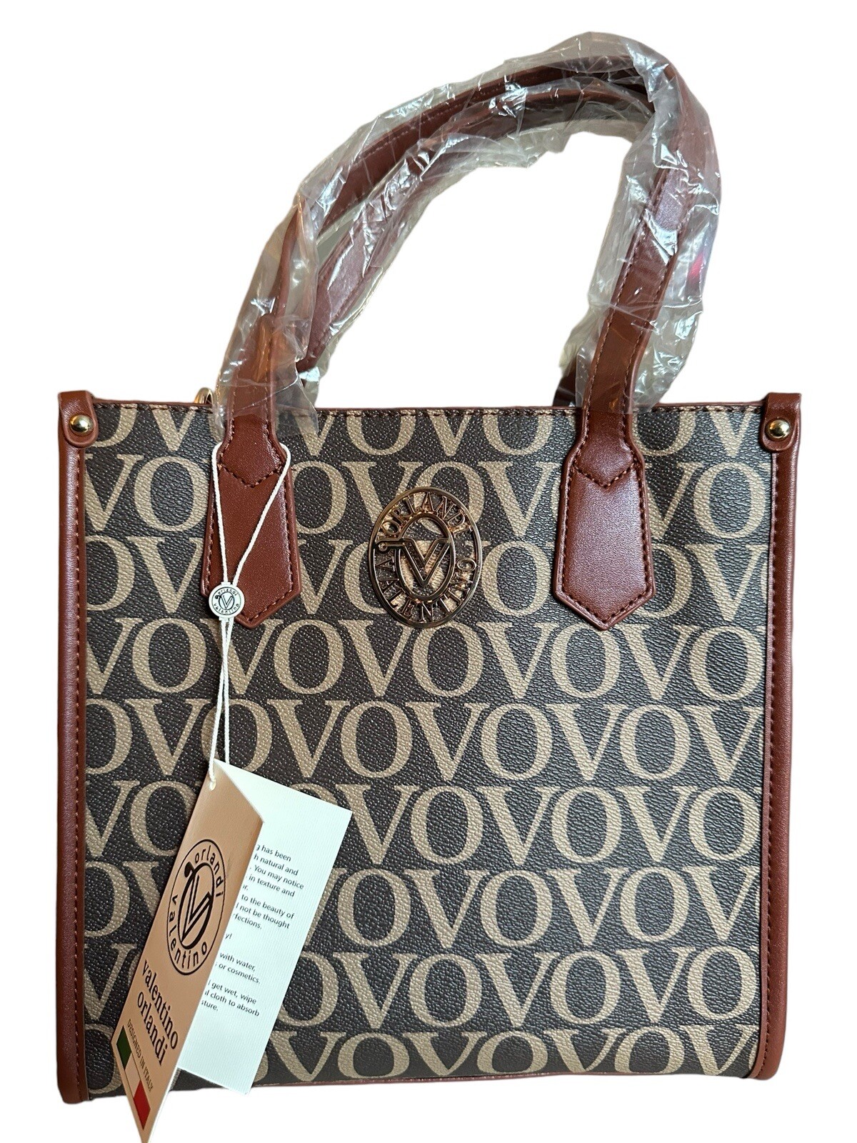 Valentino Orlandi VOVO Handbag Crossbody Brown Signature Extra Woven Strap NWT