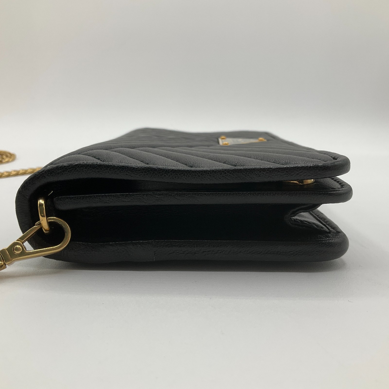 Prada Diagramme Black Leather Mini Chain Bag With Original Box
