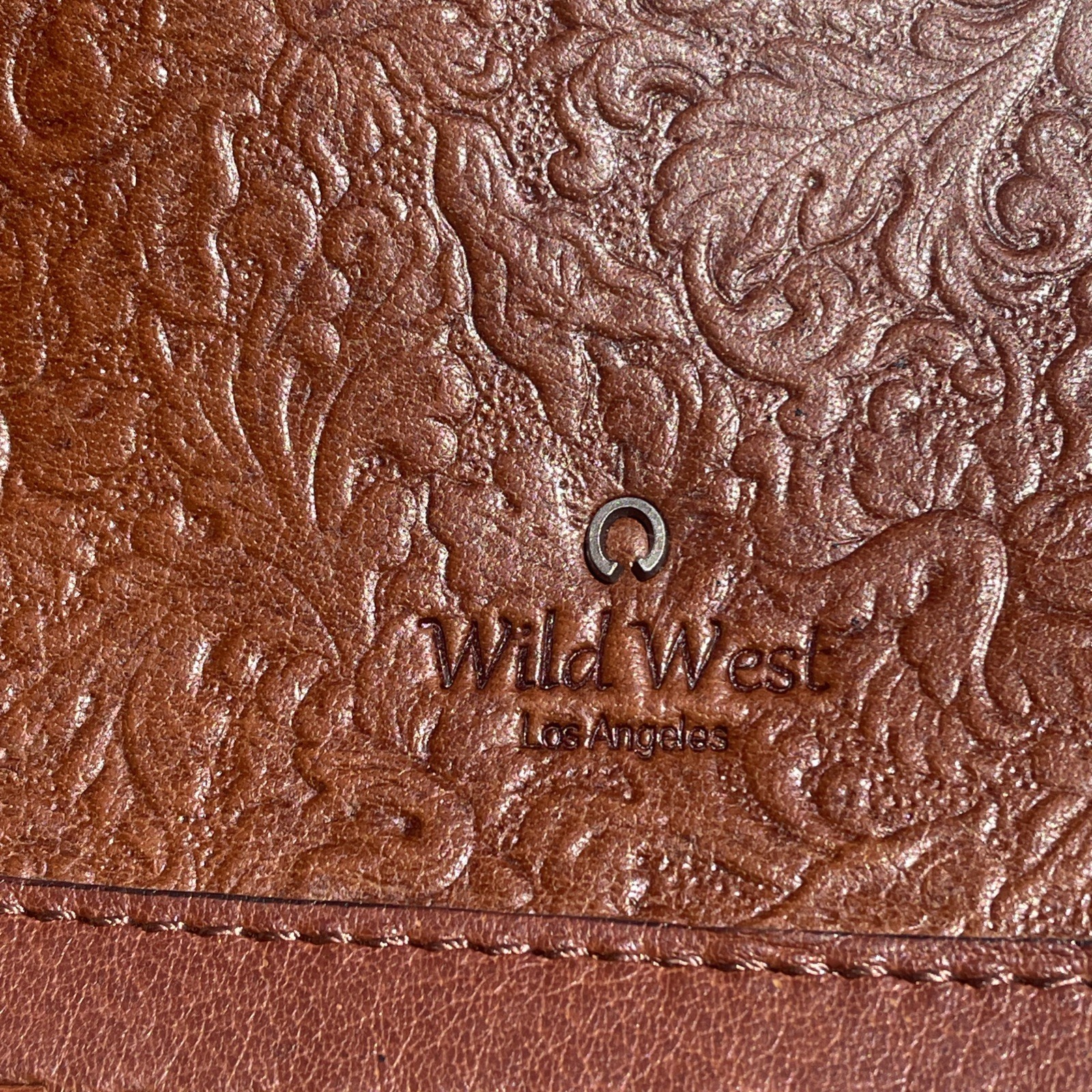 Wild West Los Angeles Genuine Leather Crossbody Bag Brown Western Boho Tooled