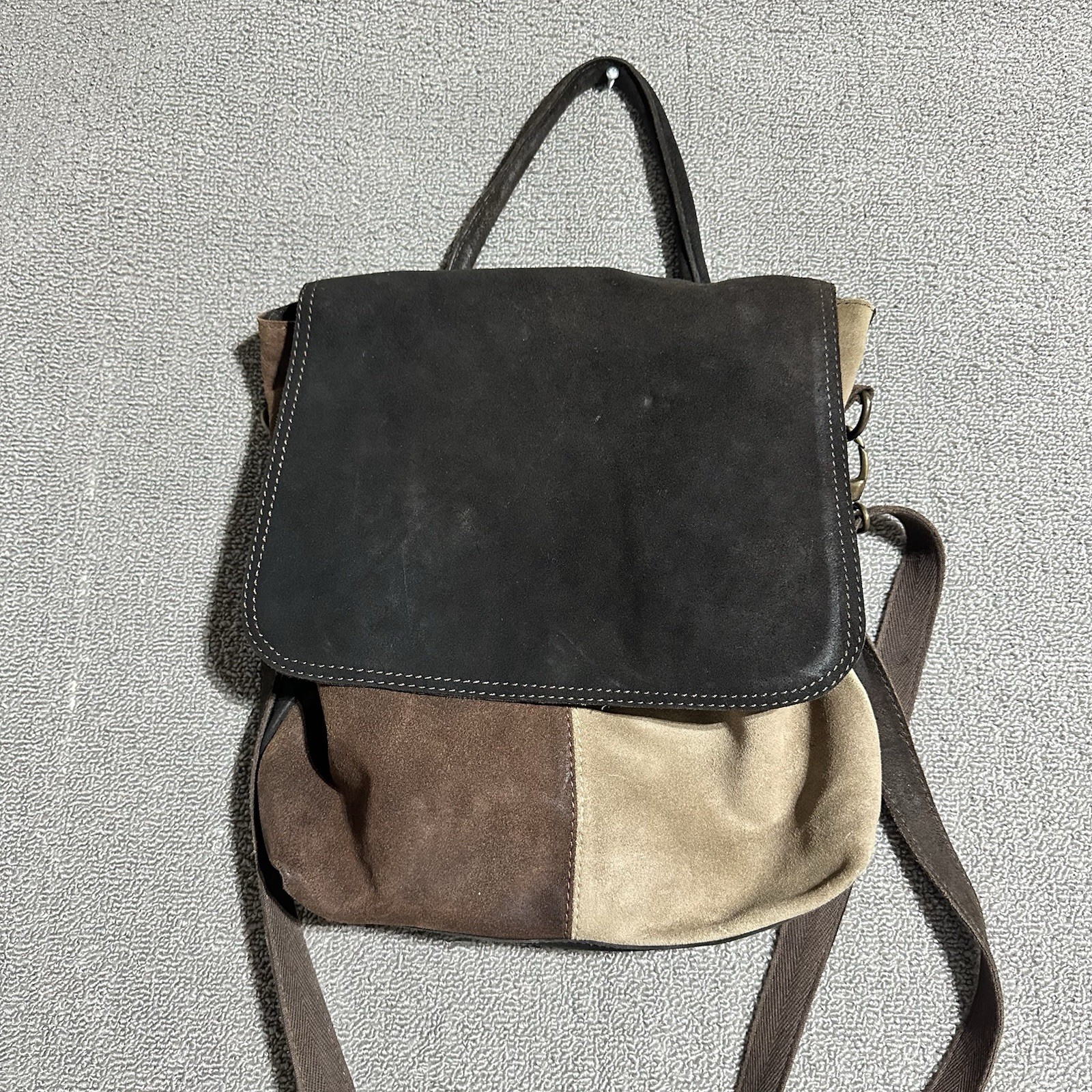We The Free Convertible Suede Backpack Crossbody Bag Brown Beige