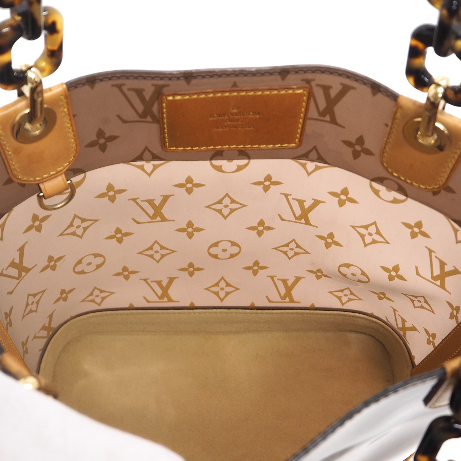 LOUIS VUITTON Monogram Clear Vinyl Cabas Ambre PM Shoulder Tote Bag #39 Rise-on