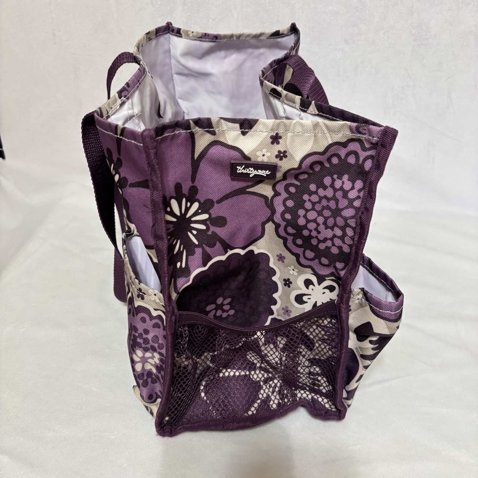 Thirty One Organizing Utility Tote 15 x 10 x 6 Pockets Plum Awesome Blossom
