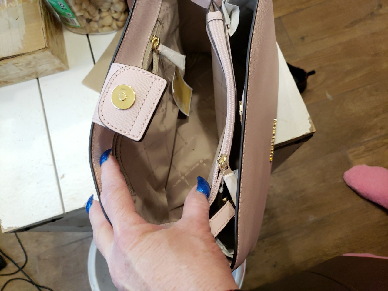 Michael Kors Pink Portia Sofia Large Satchel Saffiano Leather Ballet Bag, New