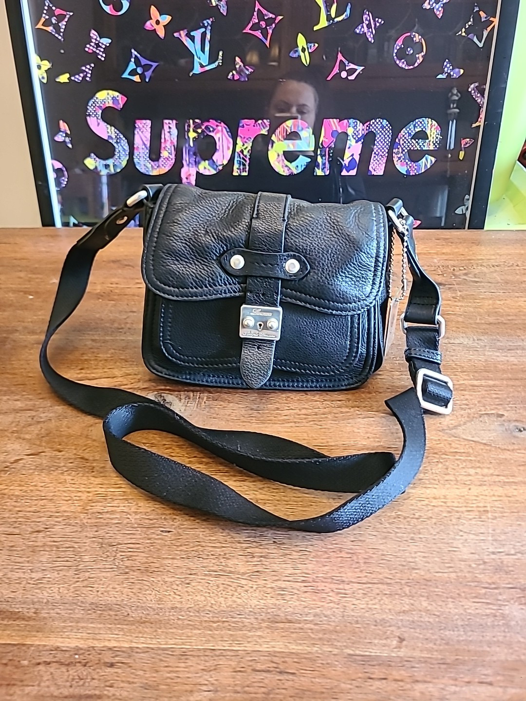 Classic Small Black Leather Crossbody Bag Lauren Ralph Lauren 1967 series