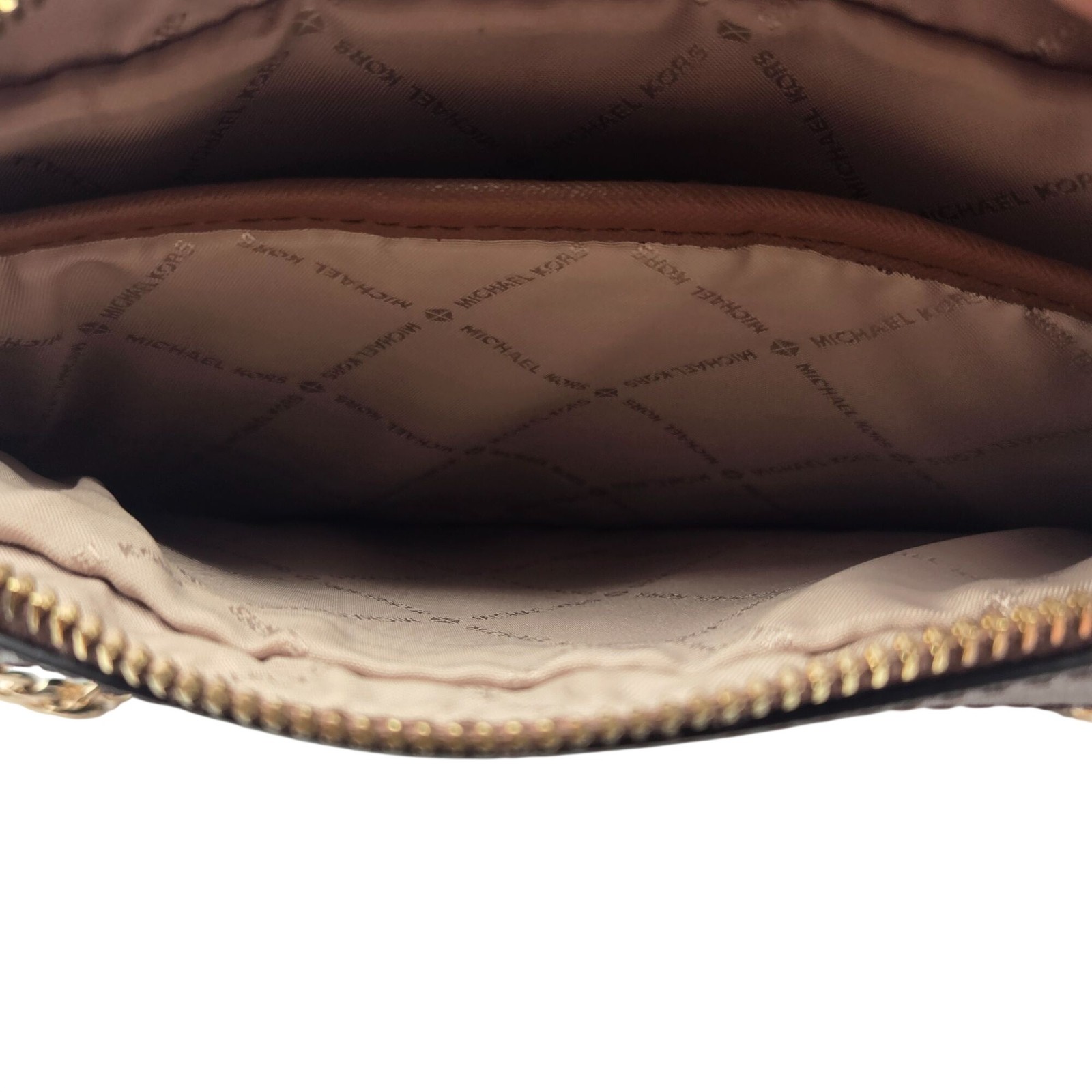 Michael Kors Jet Set Large Printed Logo Crossbody Bag Brown Adjustable Strap
