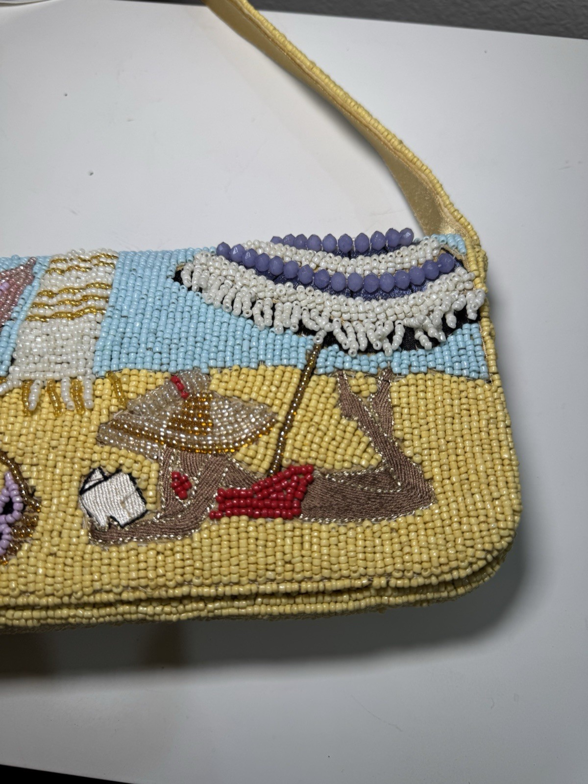 Beaded Coastal Purse Beach Scene Handbag Starfish Seashell Resort Vacation