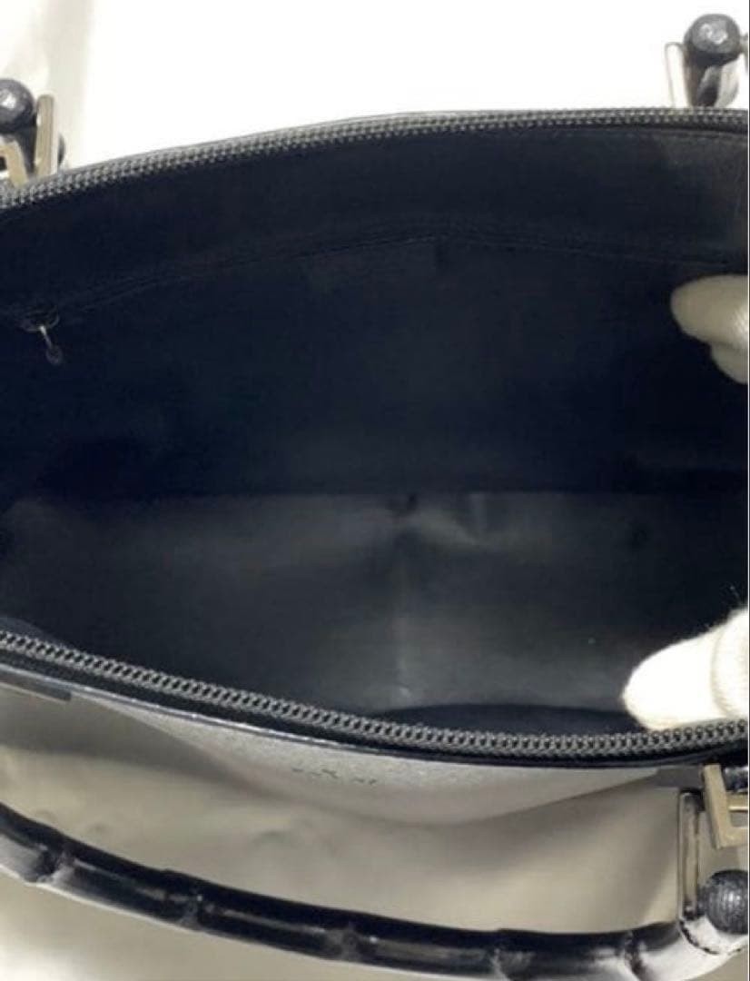 GUCCI Bamboo Leather Handbag Black Women Auth 10.23 x 12.79 x 3.93inch