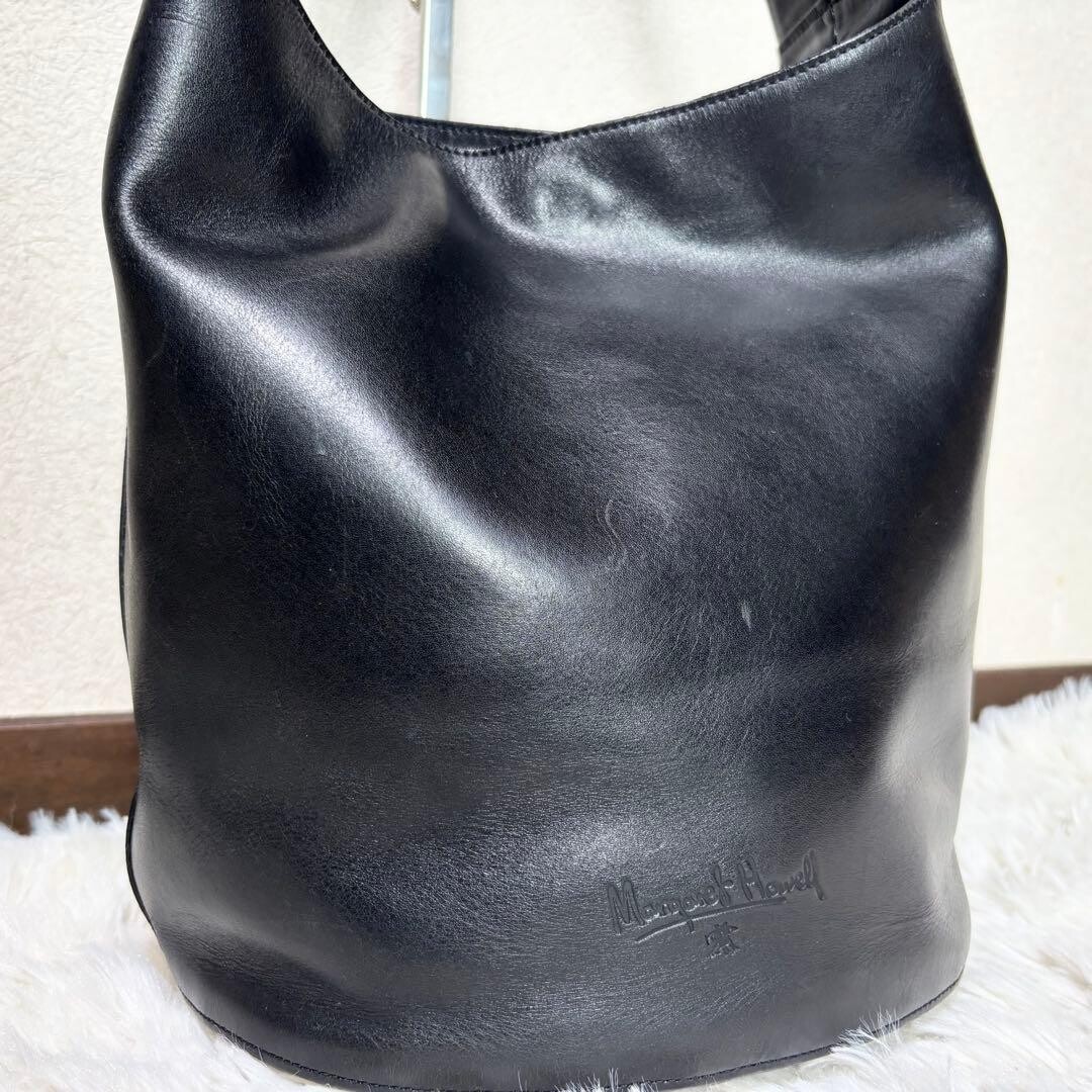 MARGARET HOWELL Shoulder Bag Leather Black Vintage Authentic From Japan