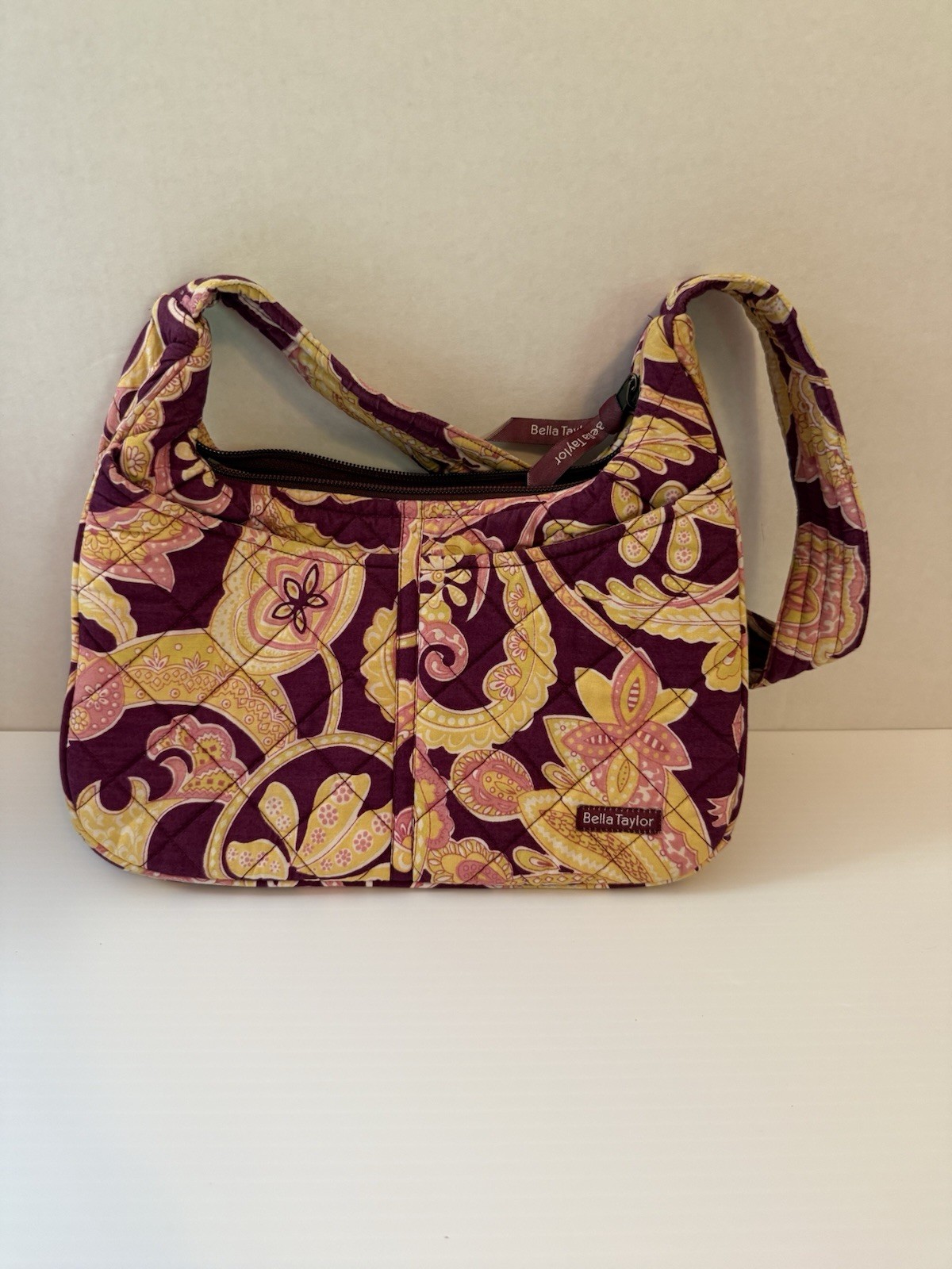 BELLA TAYLOR Sm Quilted Floral Hobo Shoulder Bag CottonZipped Mothers Day EUC