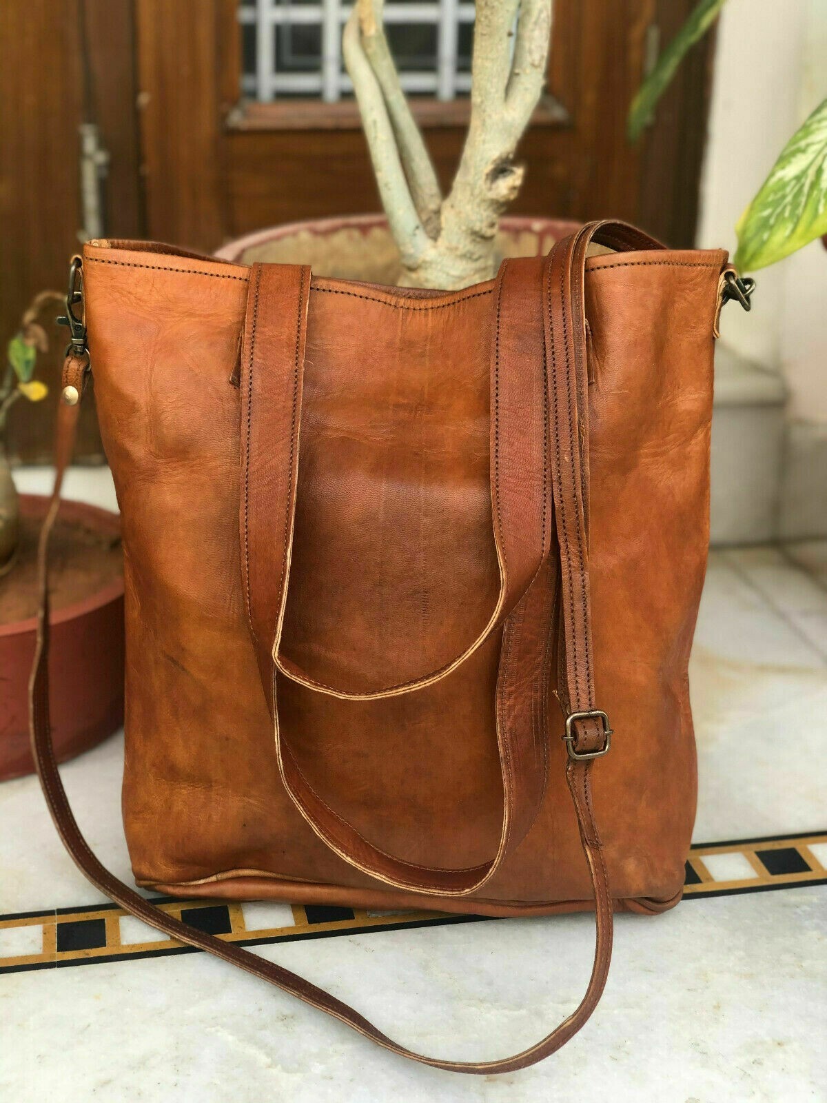 Women’s Vintage Leather Laptop Tote Purse Shoulder Crossbody Shopper Casual Bag