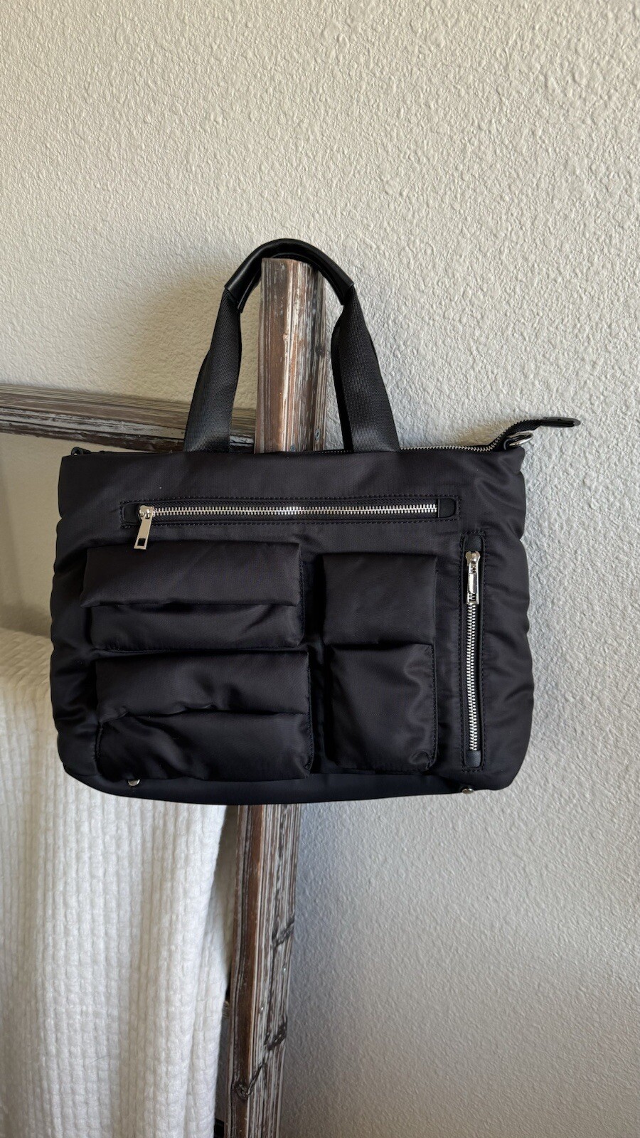 Urban Expressions Aria Black Nylon Vegan Messenger Crossbody Bag