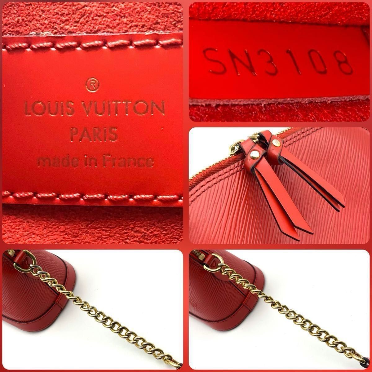 LOUIS VUITTON Bag: Alma Mini M51404 Red W21H16.5D10.5cm w/dust bag;