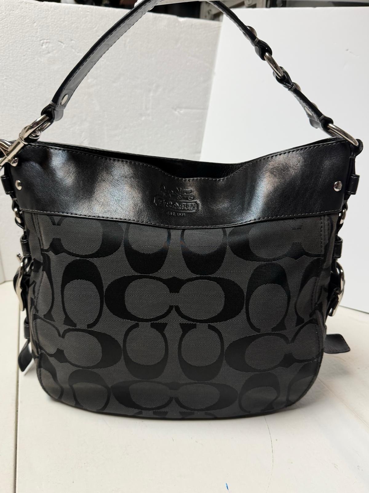 Coach Zoe Black Signature Handbag 12657 Purse *See Description*