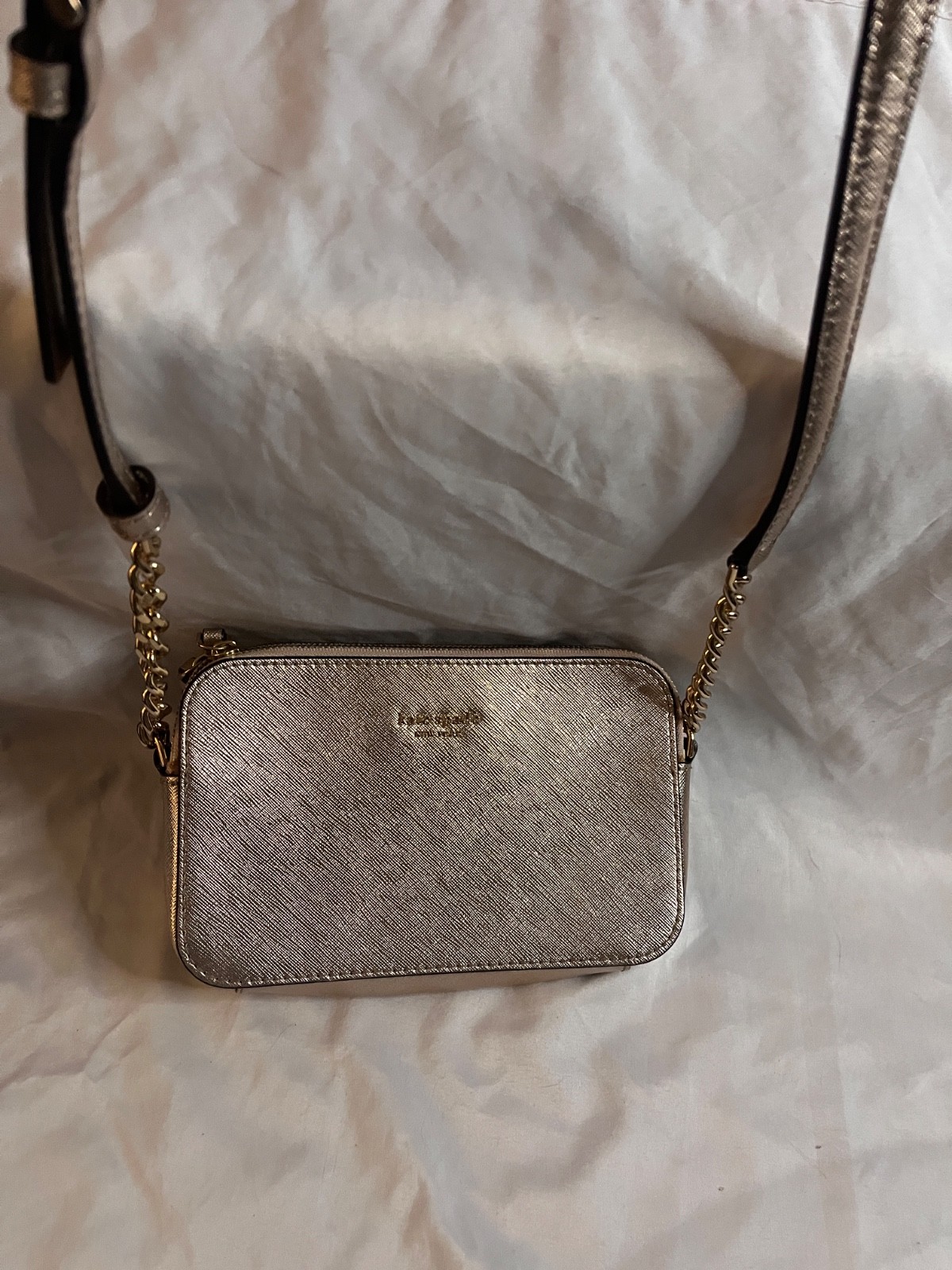 Kate Spade USED Gold Shimmer Crossbody Small Purse – Good Condition