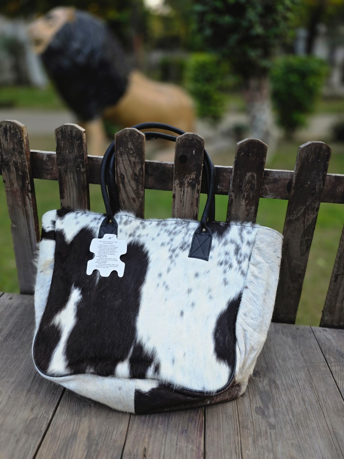 Handmade Cowhide Leather Shoulder Bag Western Hair on Tote handbag