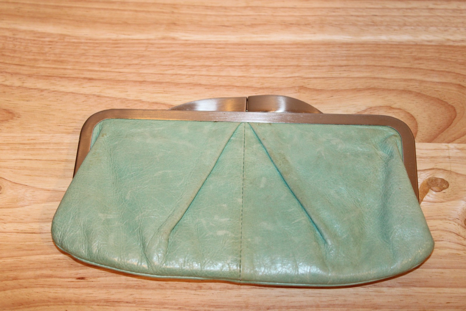 HOBO INTERNATIONAL Hayley Mint Green Leather Clutch Wallet Chain Purse
