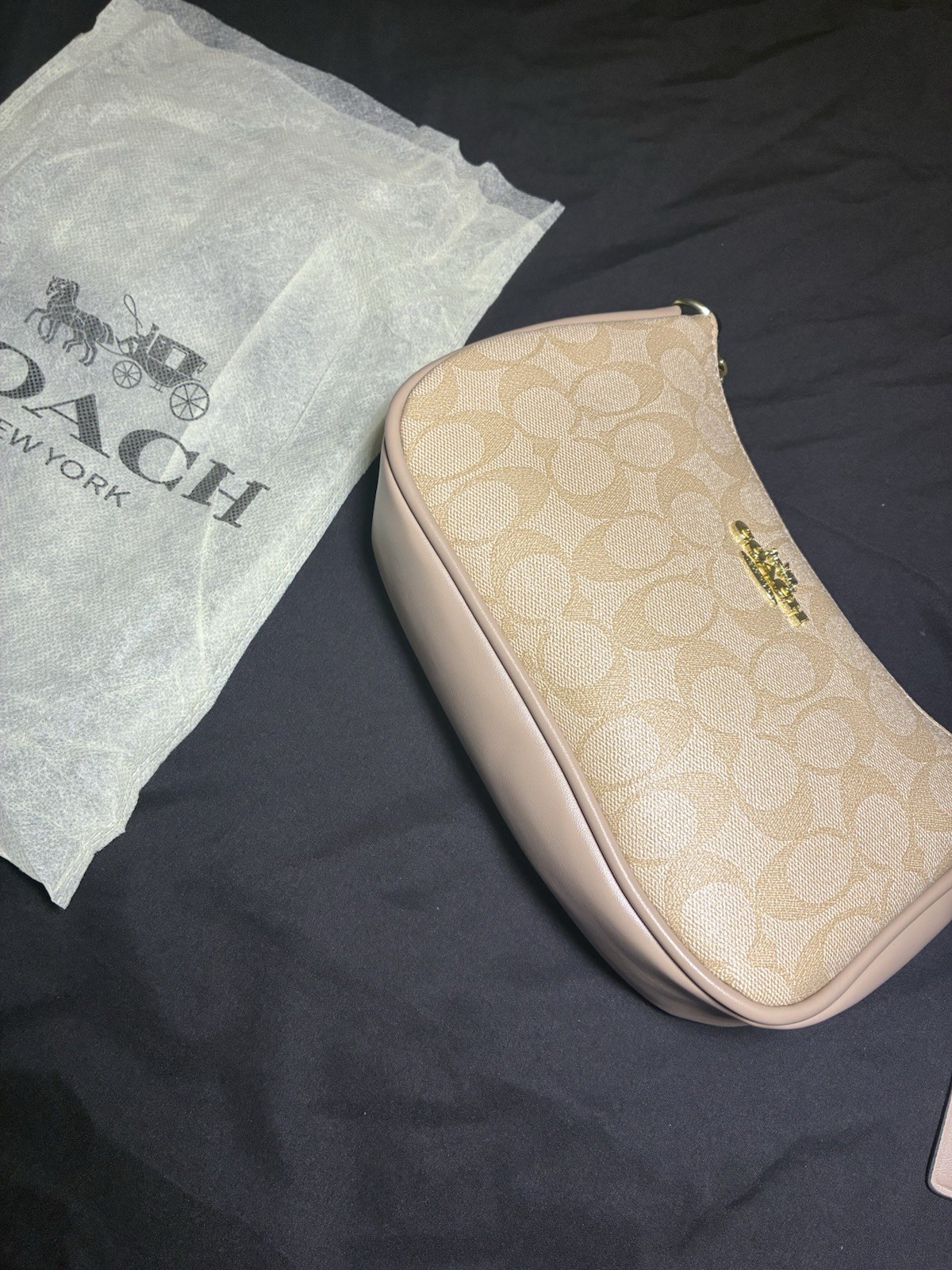 Coach Teri Shoulder Bag Signature Canvas Khaki