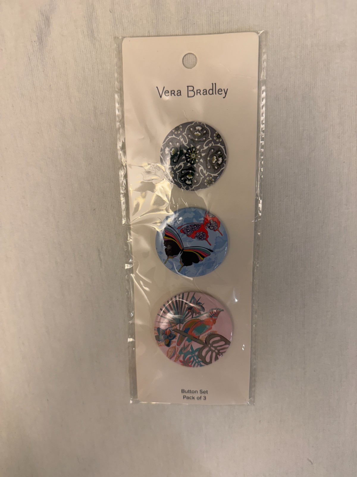 VERA BRADLEY BUTTON SET 3 PACK NEW IN PACKAGE (L-33)