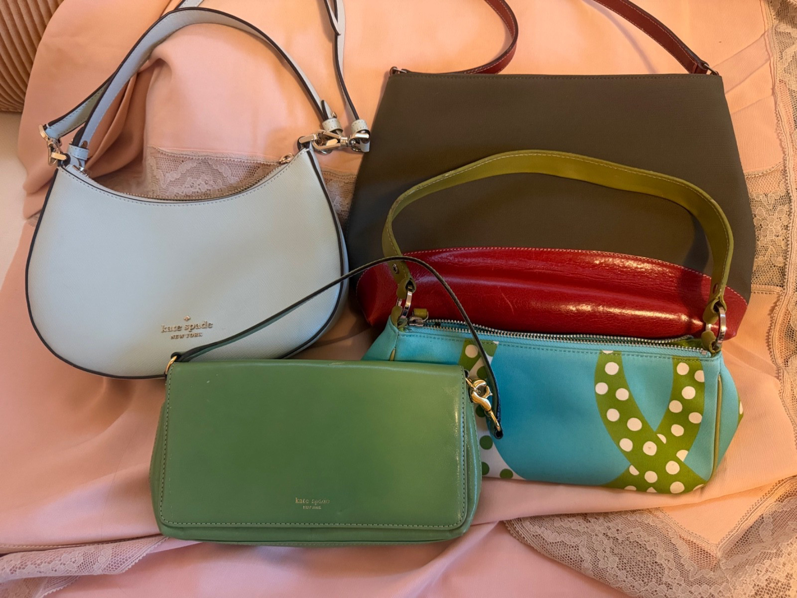 Kate Spade New York Leather and Canvas Purse Lot of 4 Vintage and Contemporary