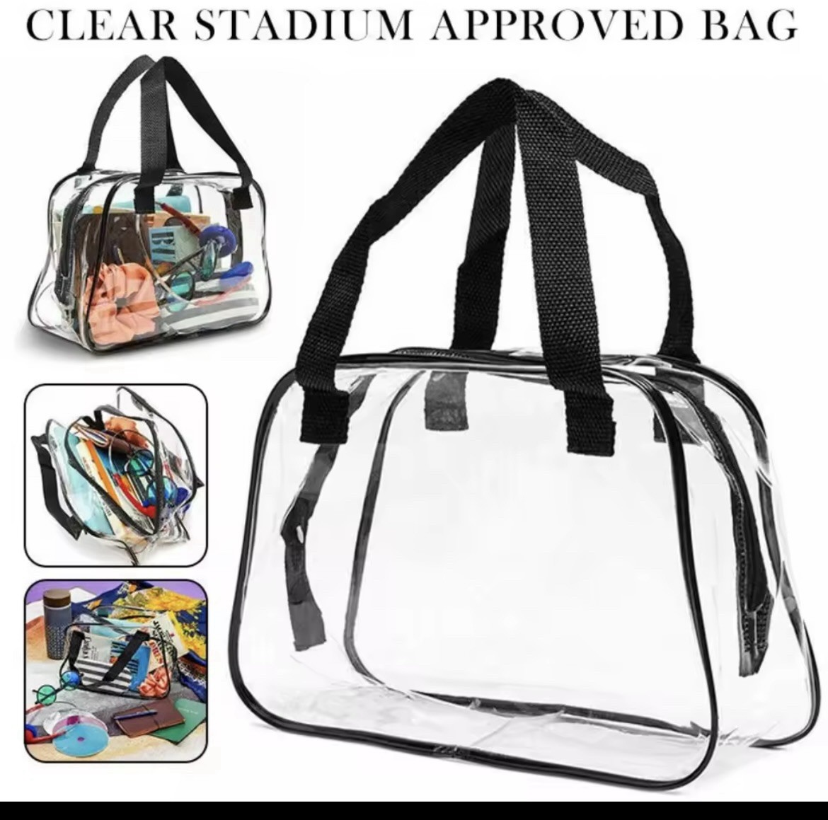 Clear Stadium Approved Tote Bag Transparent Small Handbag for Travel