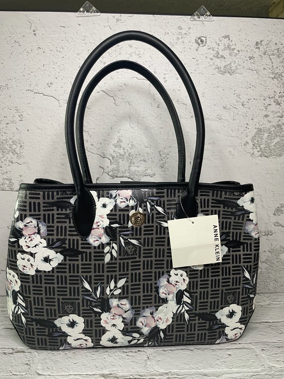 Anne Klein Floral Print Monogrammed Open Tote Bag