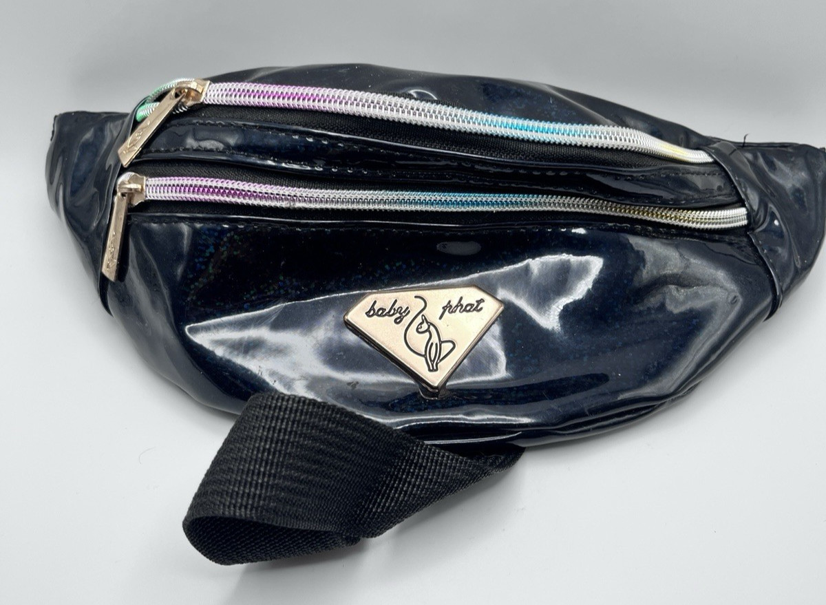Y2K Baby Phat Fanny Pack Black Vinyl Faux Patent