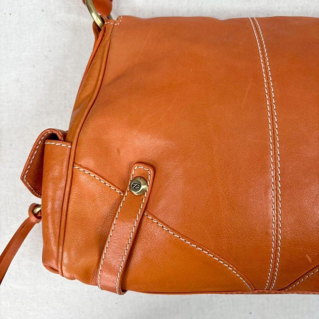 Francesco Biasia Secret Love Orange Leather Y2K Shoulder Bag Braided Strap Auth
