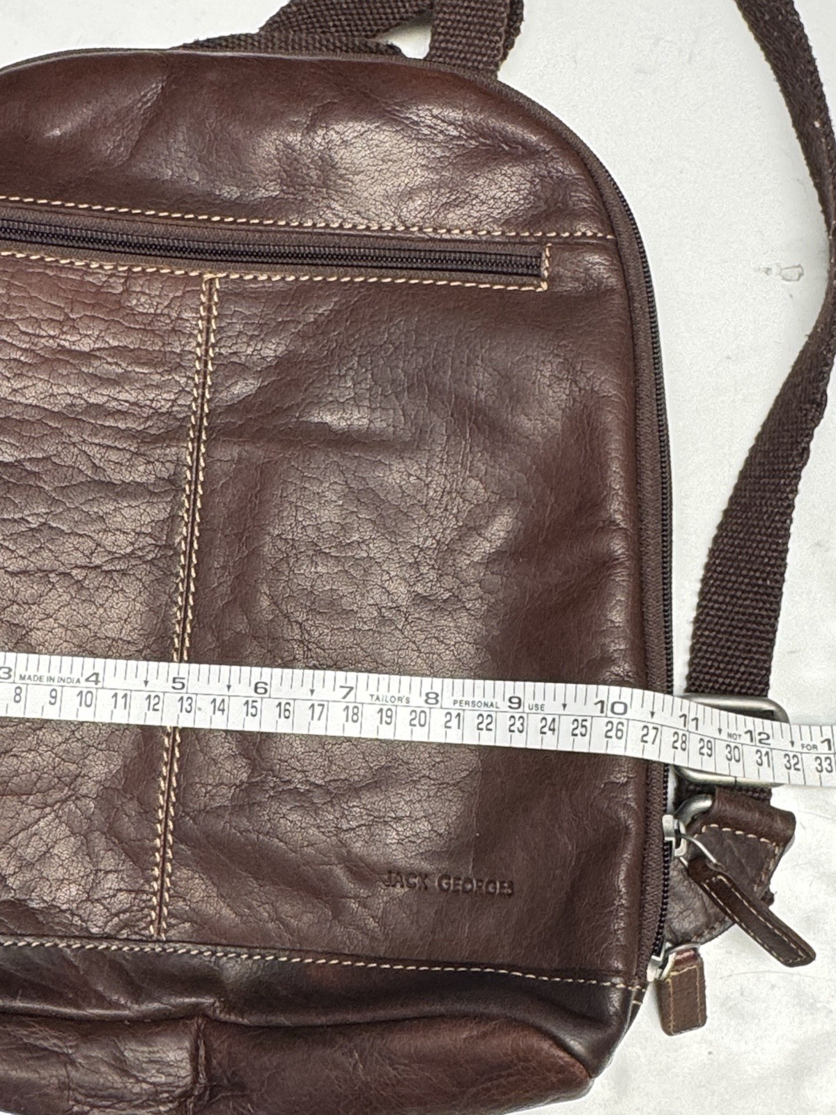 Jack Georges Brown Leather Backpack Travel Daypack Adjustable Strap