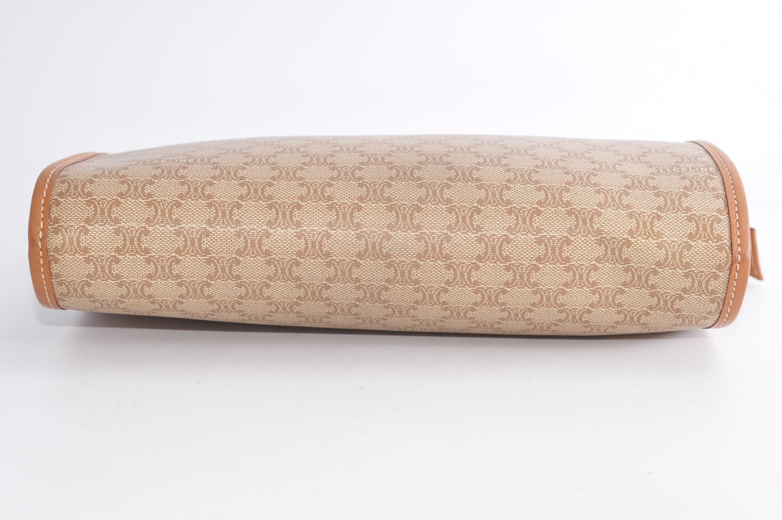 CELINE Macadam Clutch Bag Pouch PVC Leather Beige Auth 12842