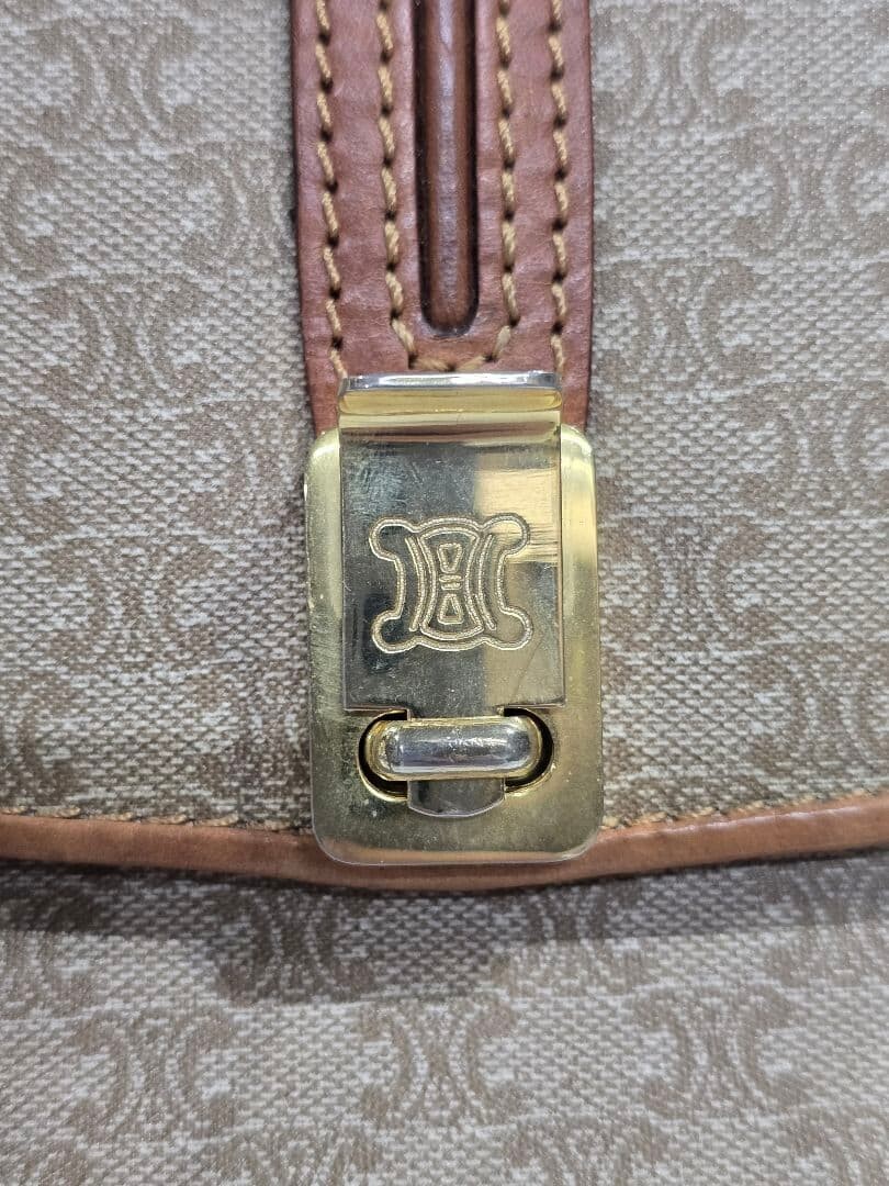 CELINE Shoulder Bag Macadam Brown Turn Lock Authentic From Japan