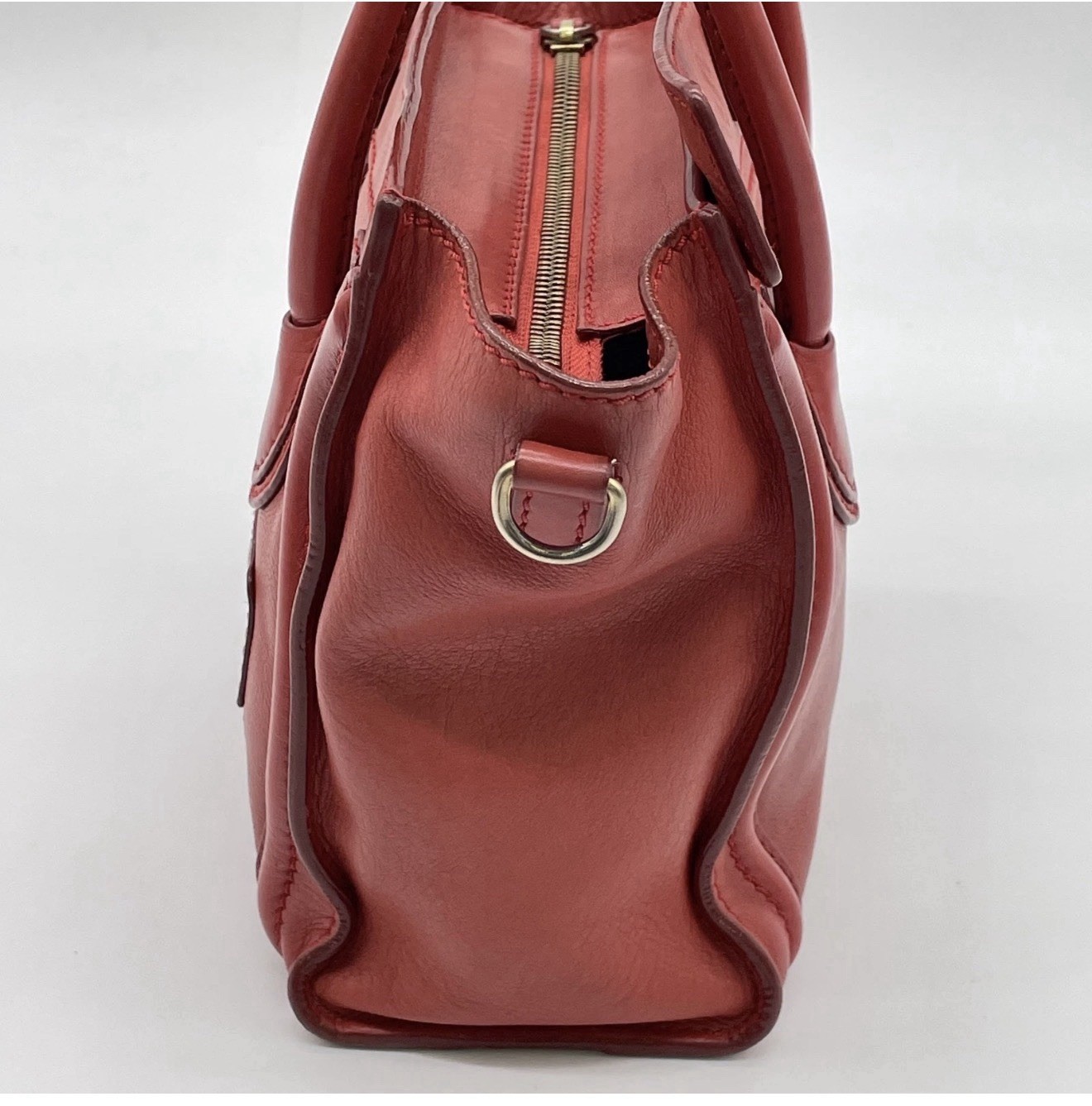 Authentic Celine Red Leather Luggage Nano Shopper 2way Handbag With dust bag