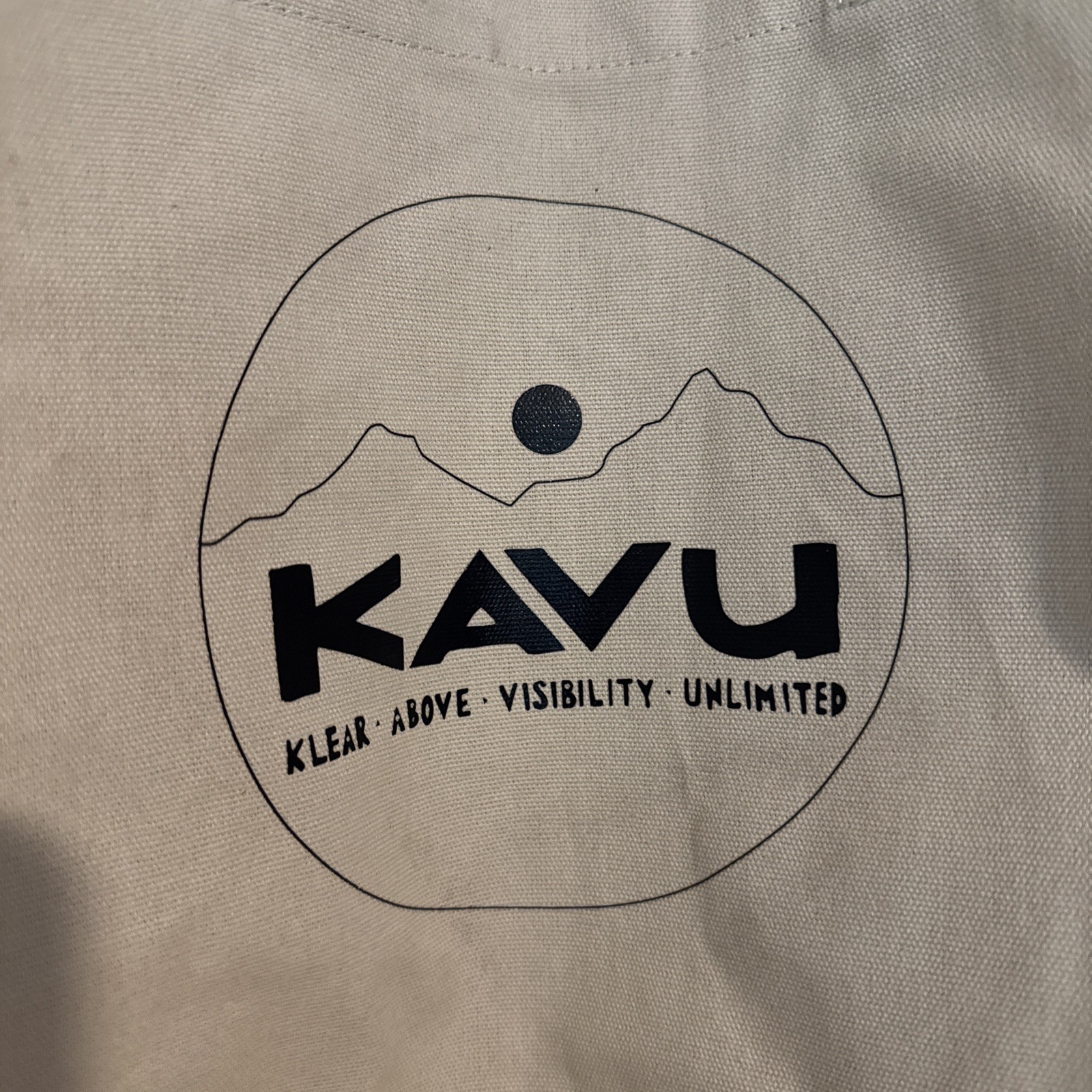 KAVU Typical Tote Bag Cotton Canvas Neutral Color Web Straps Blue