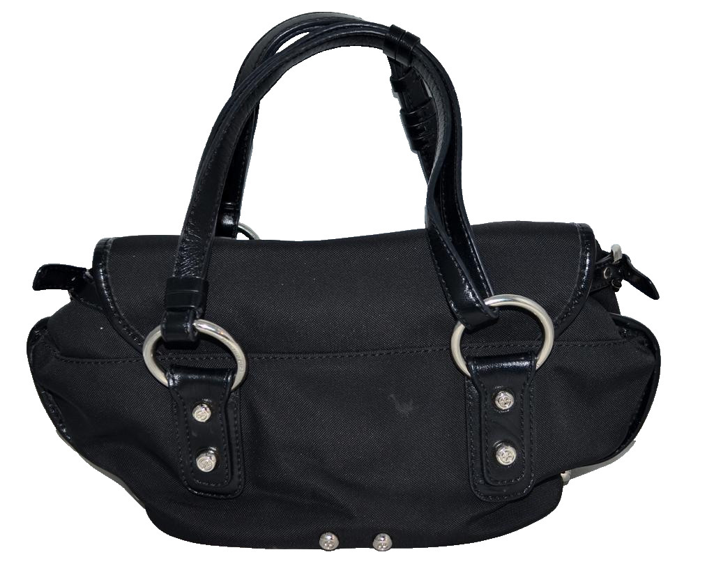 Francesco Biasia Black Nylon and Faux Leather Trim Dual Handle Handbag