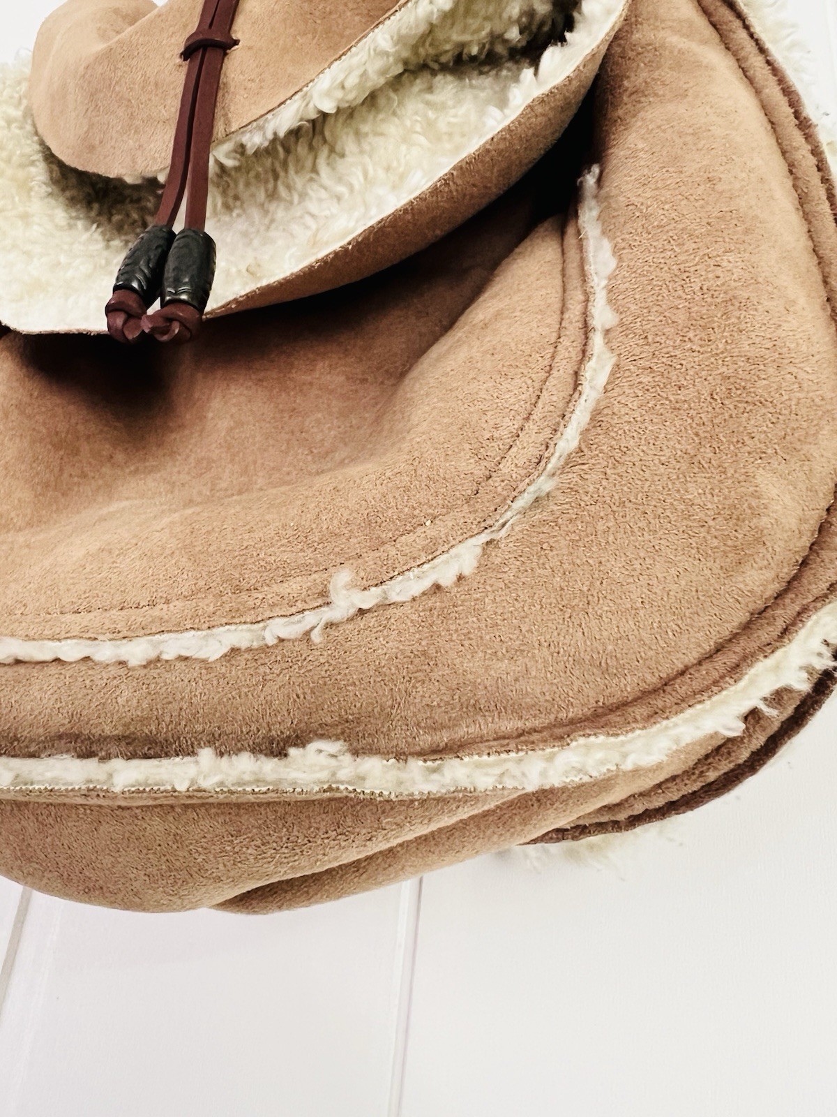 J. Jill Tan Suede Boho Faux Shearling Shoulder Bag Foldover Country Western