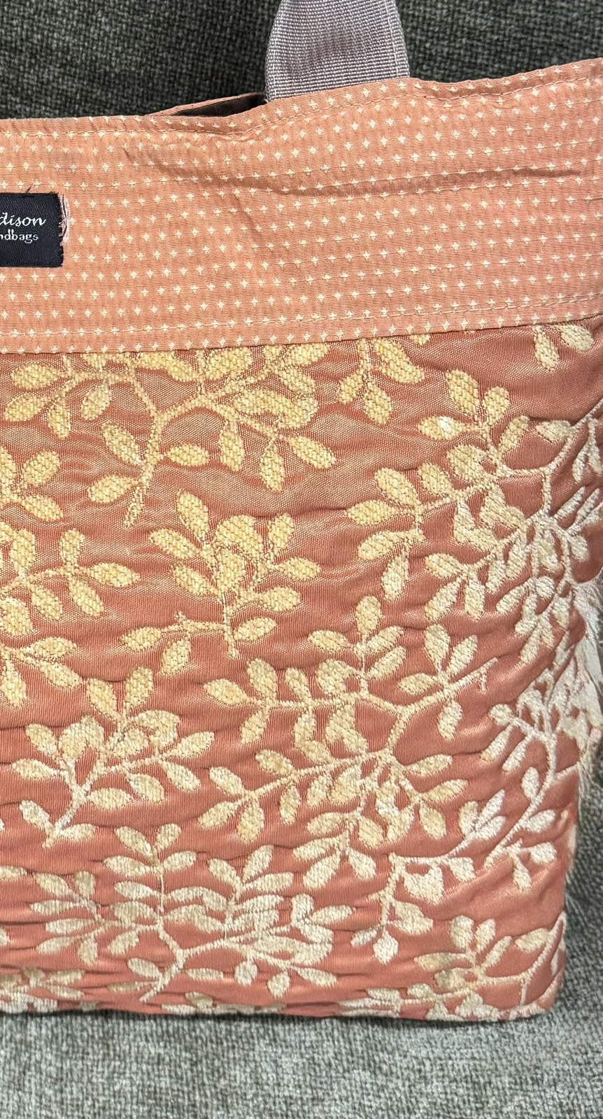Madison Handbag, Cotton Floral Quilted Tote With Double Canvas Twill Handles