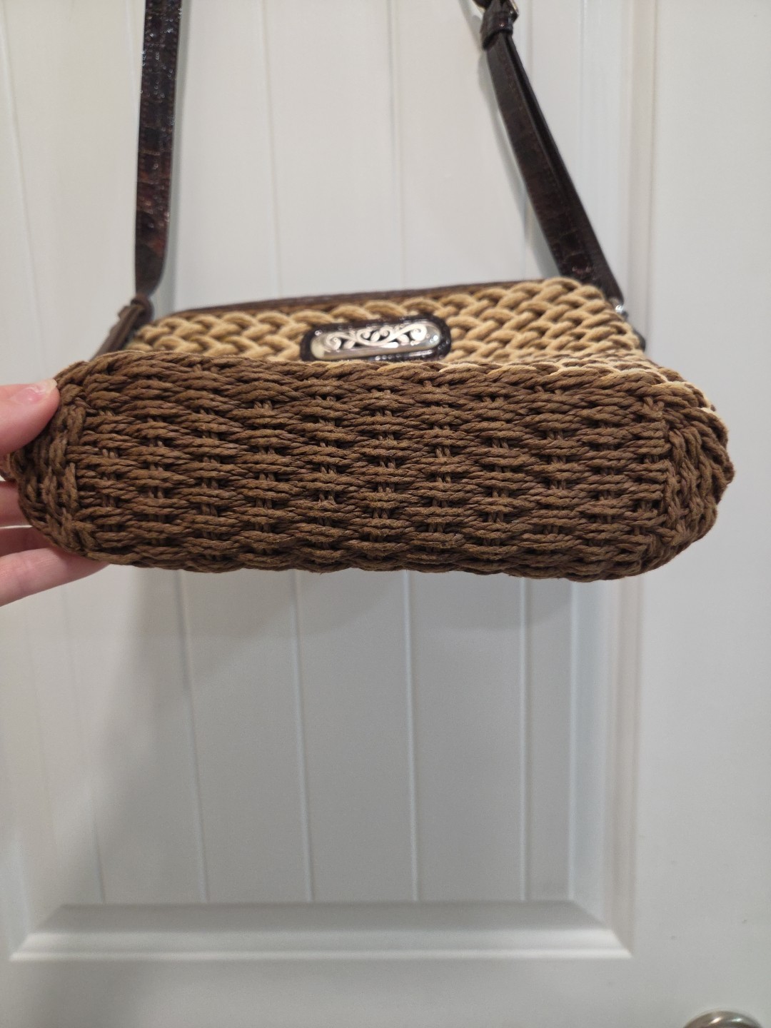 Brighton Braided Woven Straw Crossbody Messenger Purse