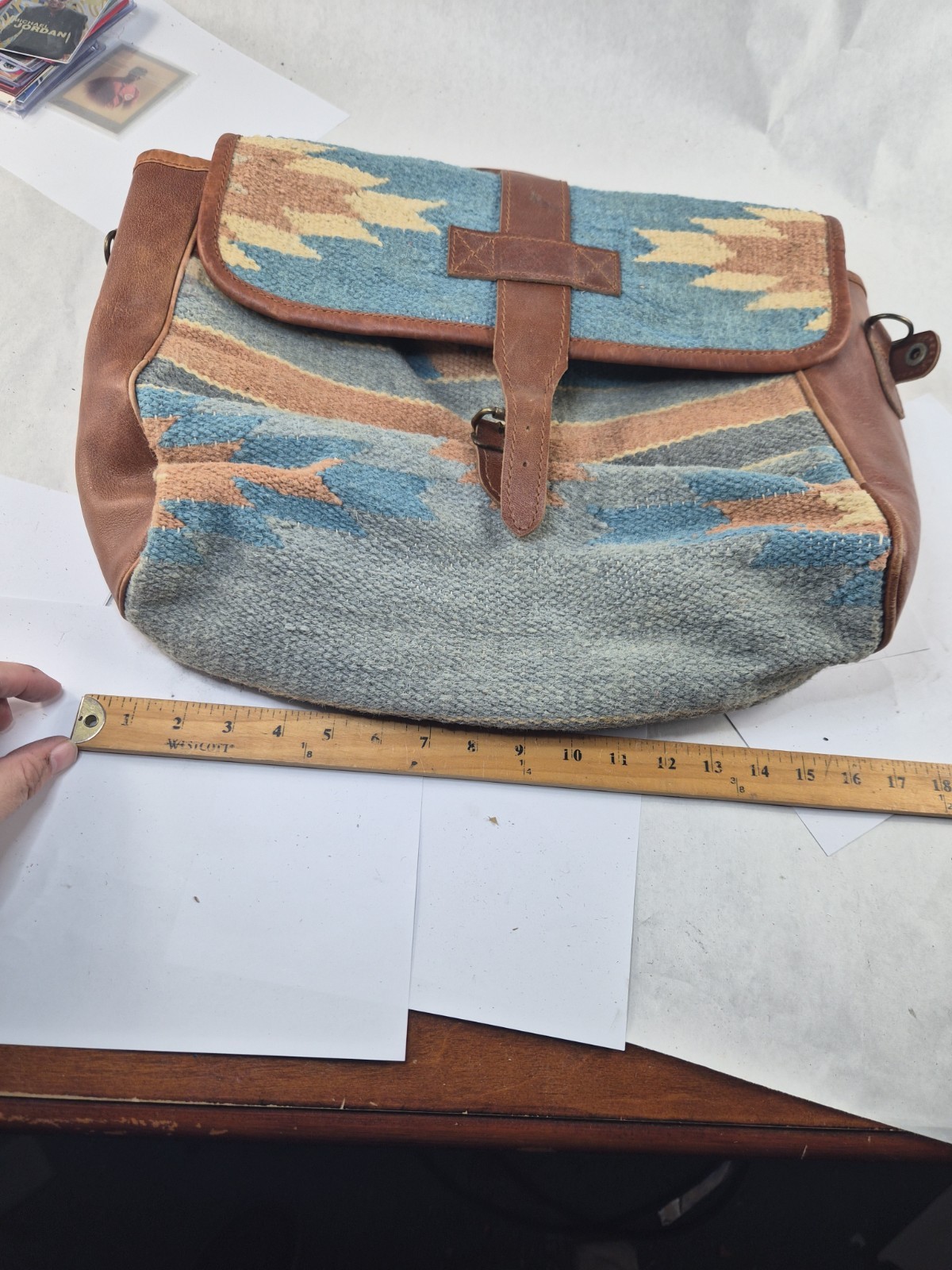 Cambridge Santa Fe Saddleblanket Wool Blend Leather Aztec Southwest Satchel Tote