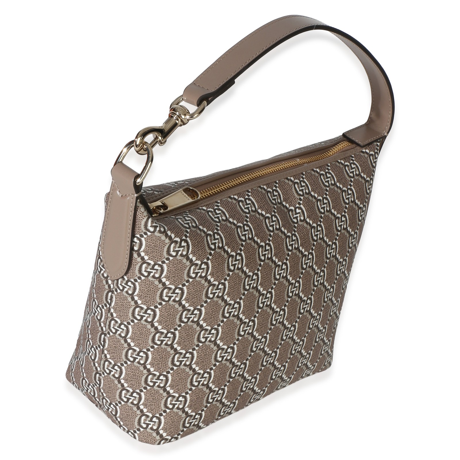 Gucci Taupe GG Shadow Monogram Canvas Super Mini Ophidia Hobo