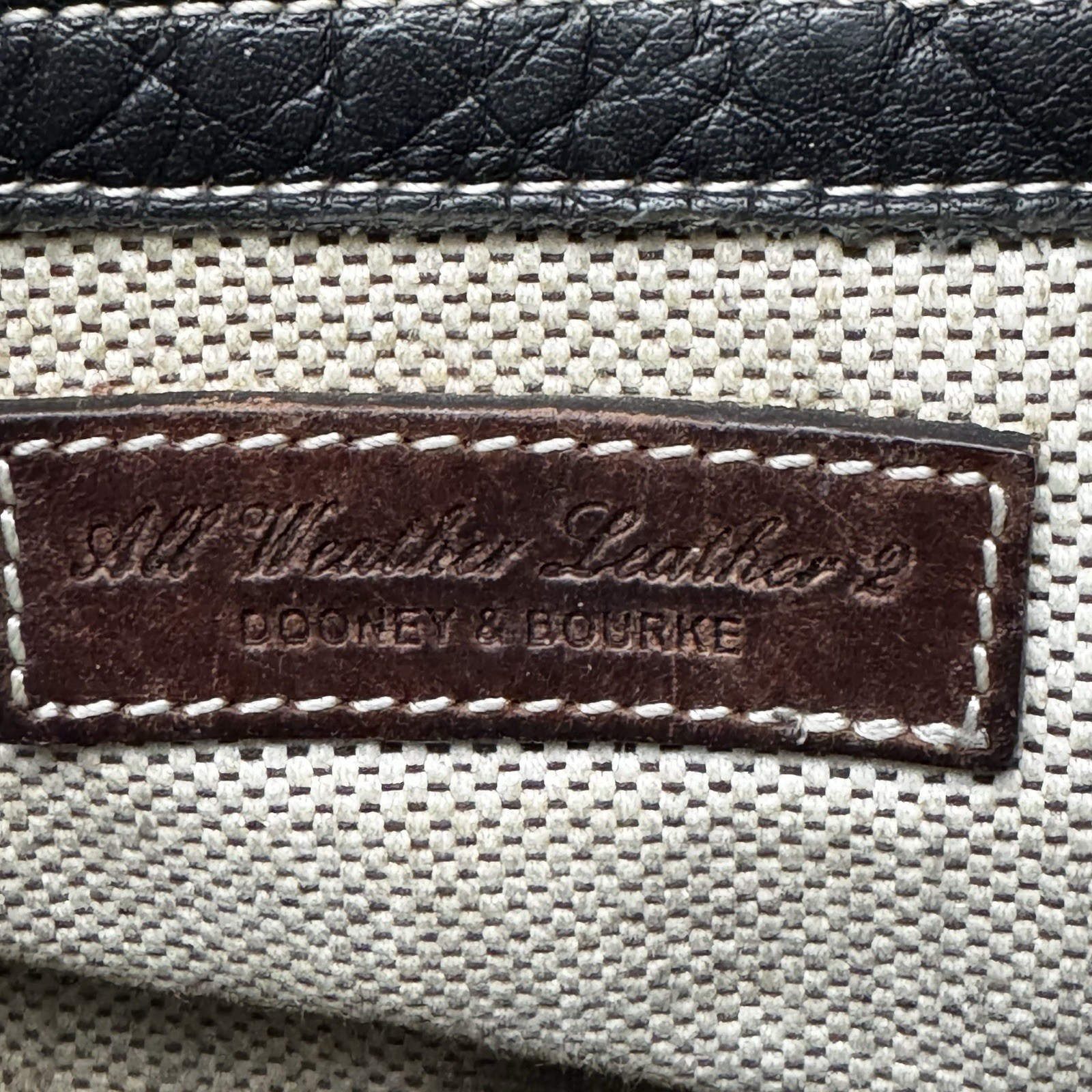 Vintage Dooney & Bourke Black Pebble Brown Flat Leather Hobo Shoulder Bag Y2K