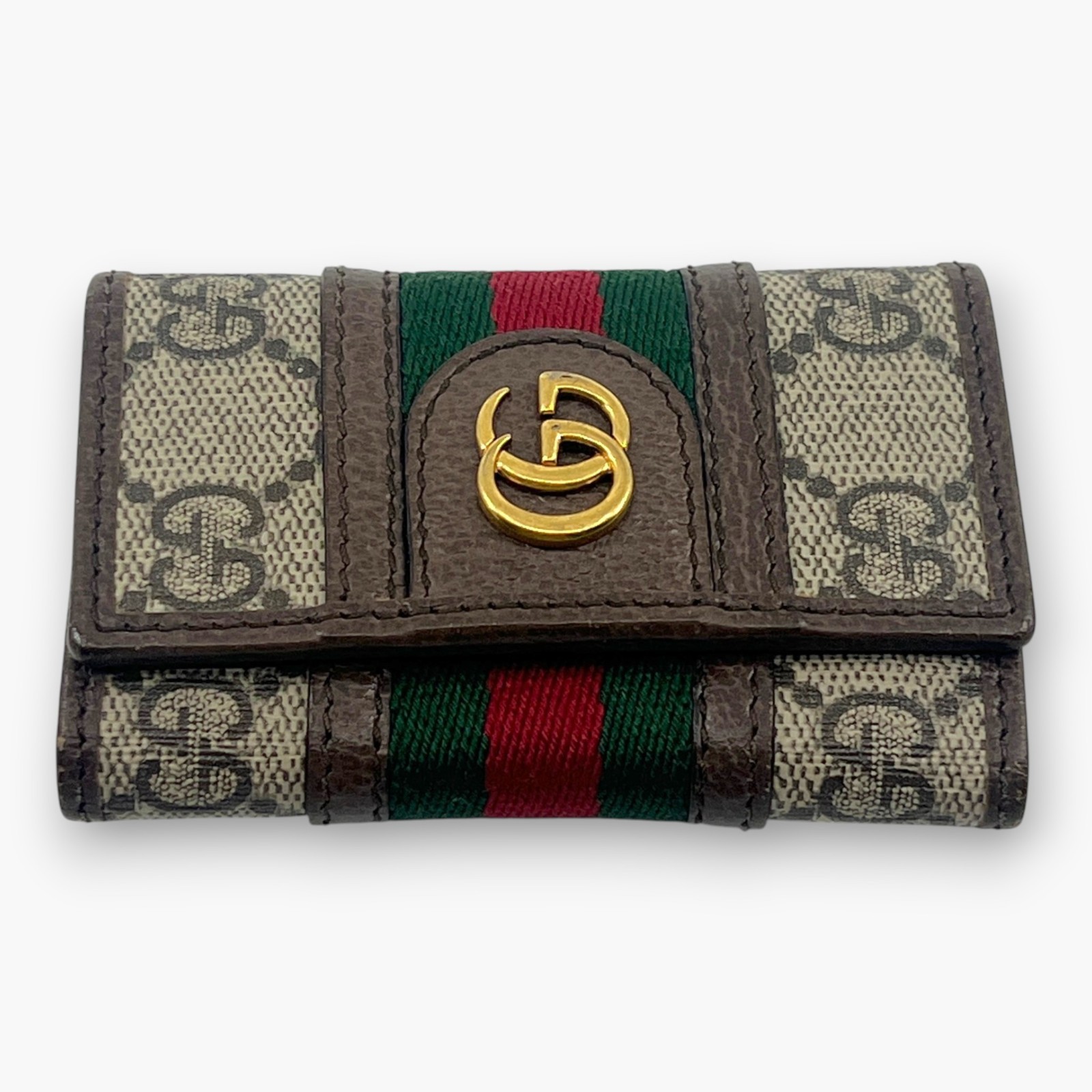 Gucci Ophidia GG Supreme Web Stripe 6-Key Case with Dust Bag
