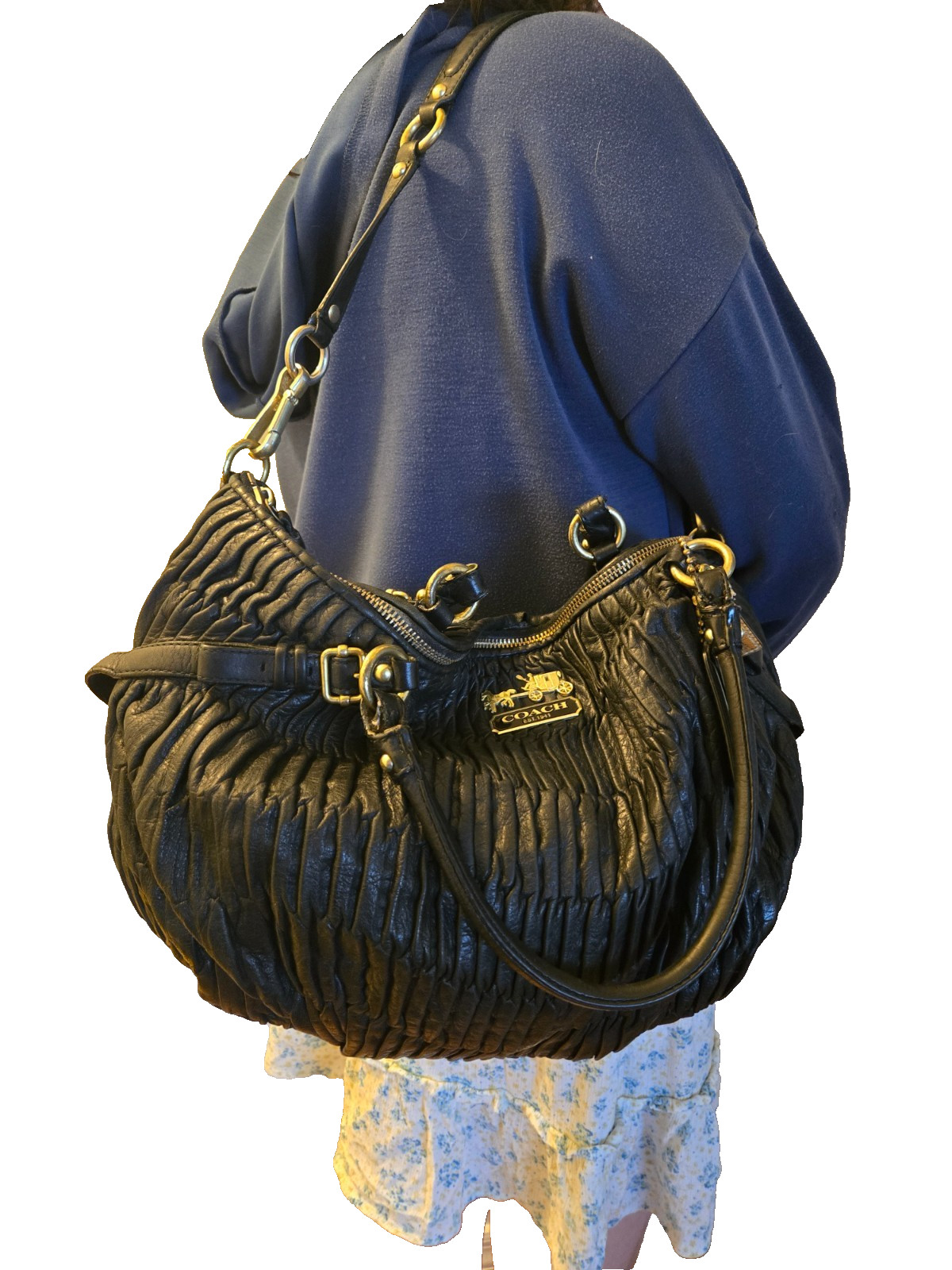 Authentic Coach Madison Gathered Leather Sophia Satchel (Style No. 15947)