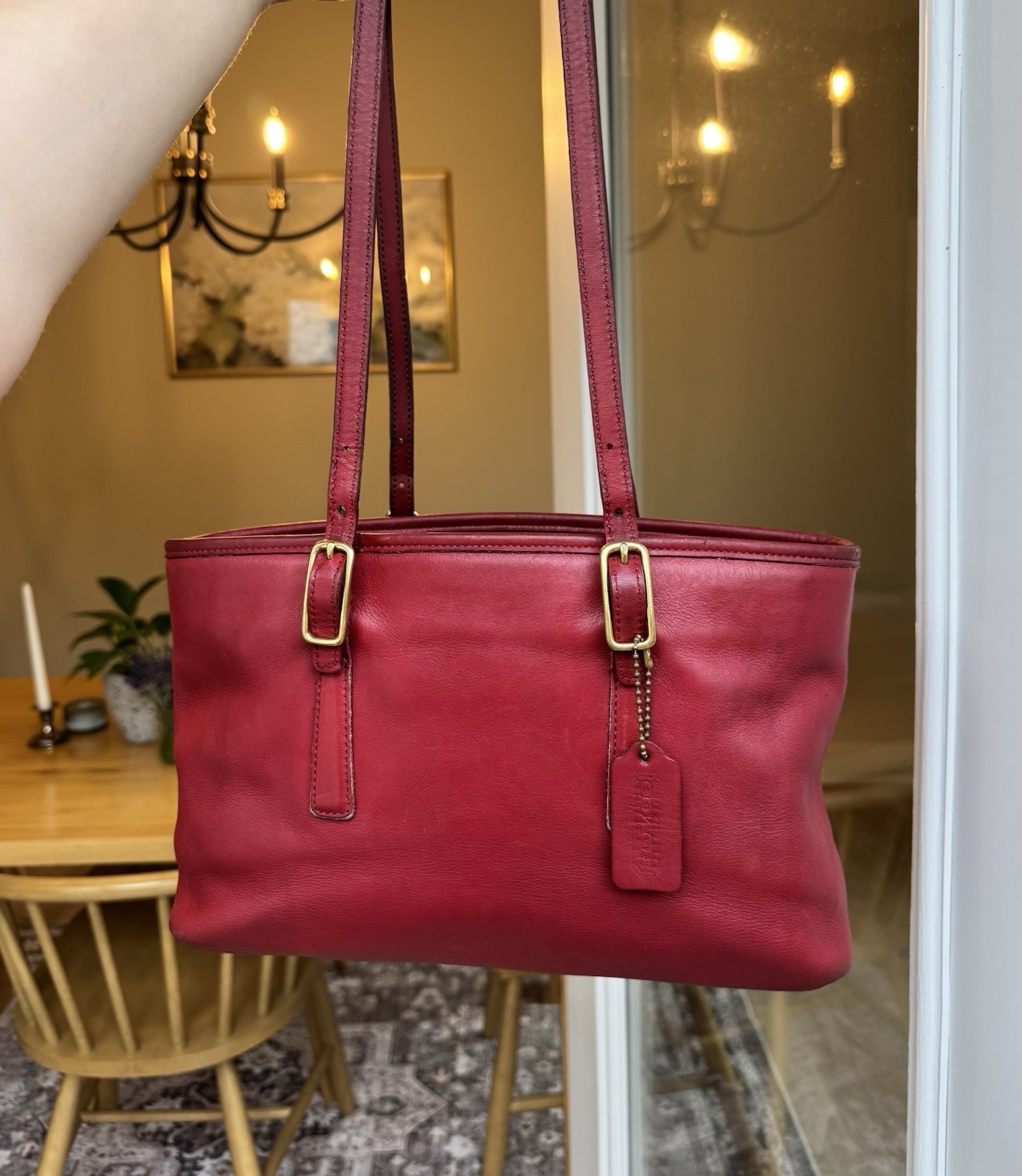 Rare Vintage Coach legacy shopper satchel tote 9813 Red Leather